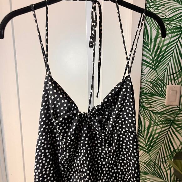 Lovers + Friends Black Polka Dot Trapeze Dress medium - Picture 3 of 12